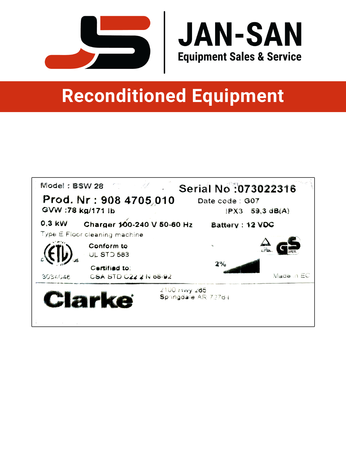 Clarke BSW 28 Battery-Powered Sweeper