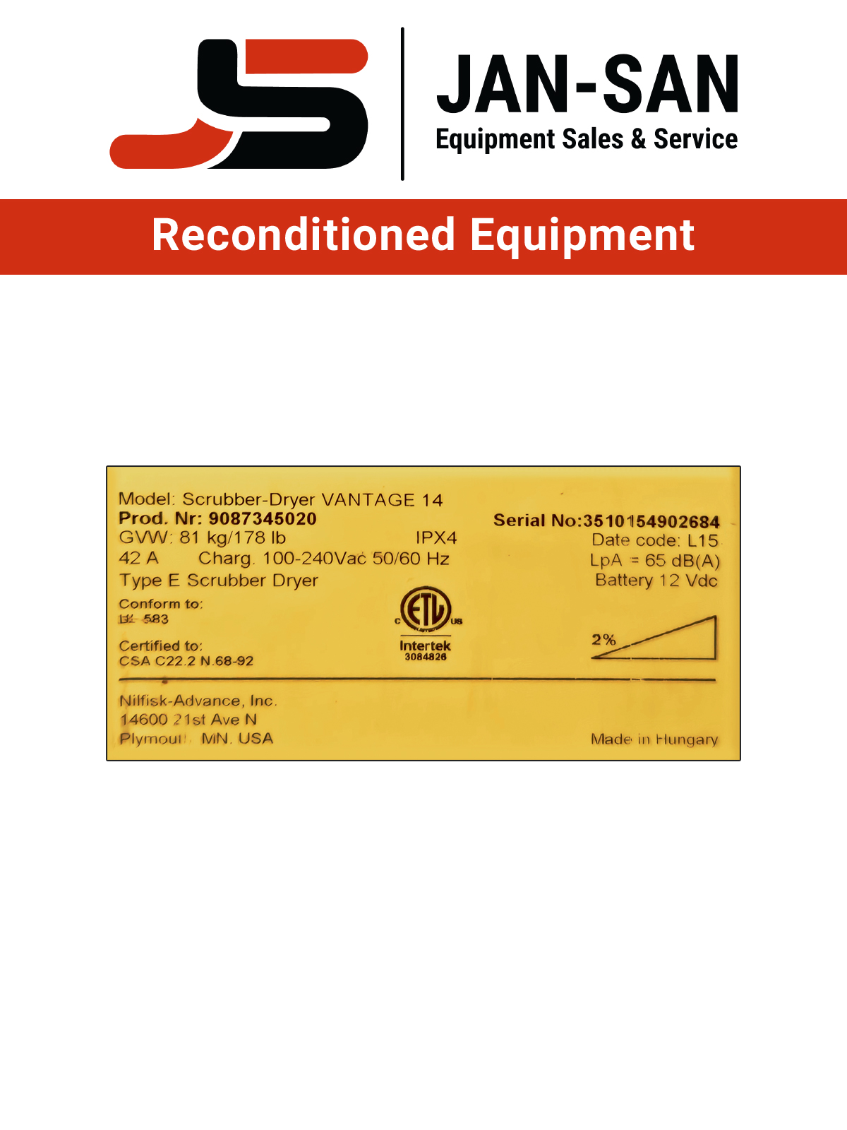 Clarke Vantage 14RC02684